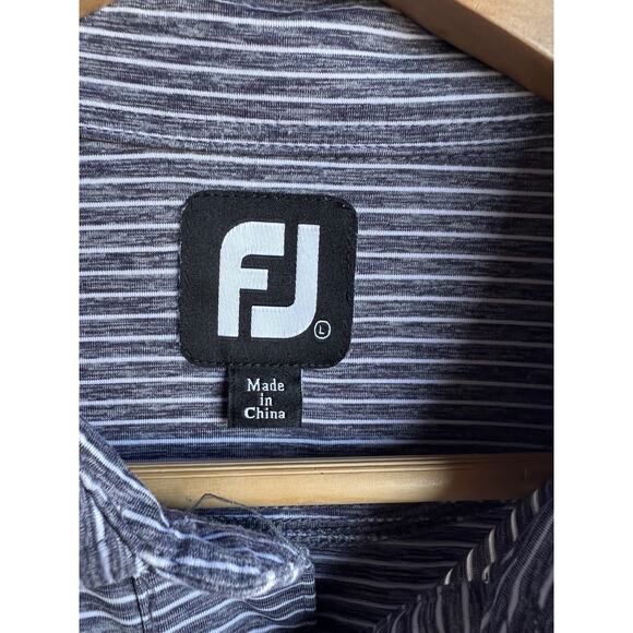 Footjoy Performance Golf Polo Shirt Mens LARGE Gray  Striped Stretch - Picture 3 of 7